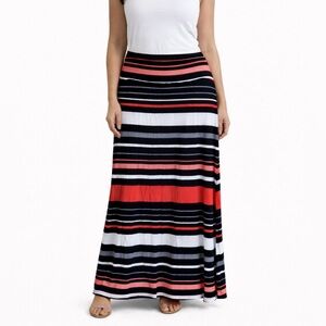Merona Striped Maxi Skirt in Black, Red, Salmon White